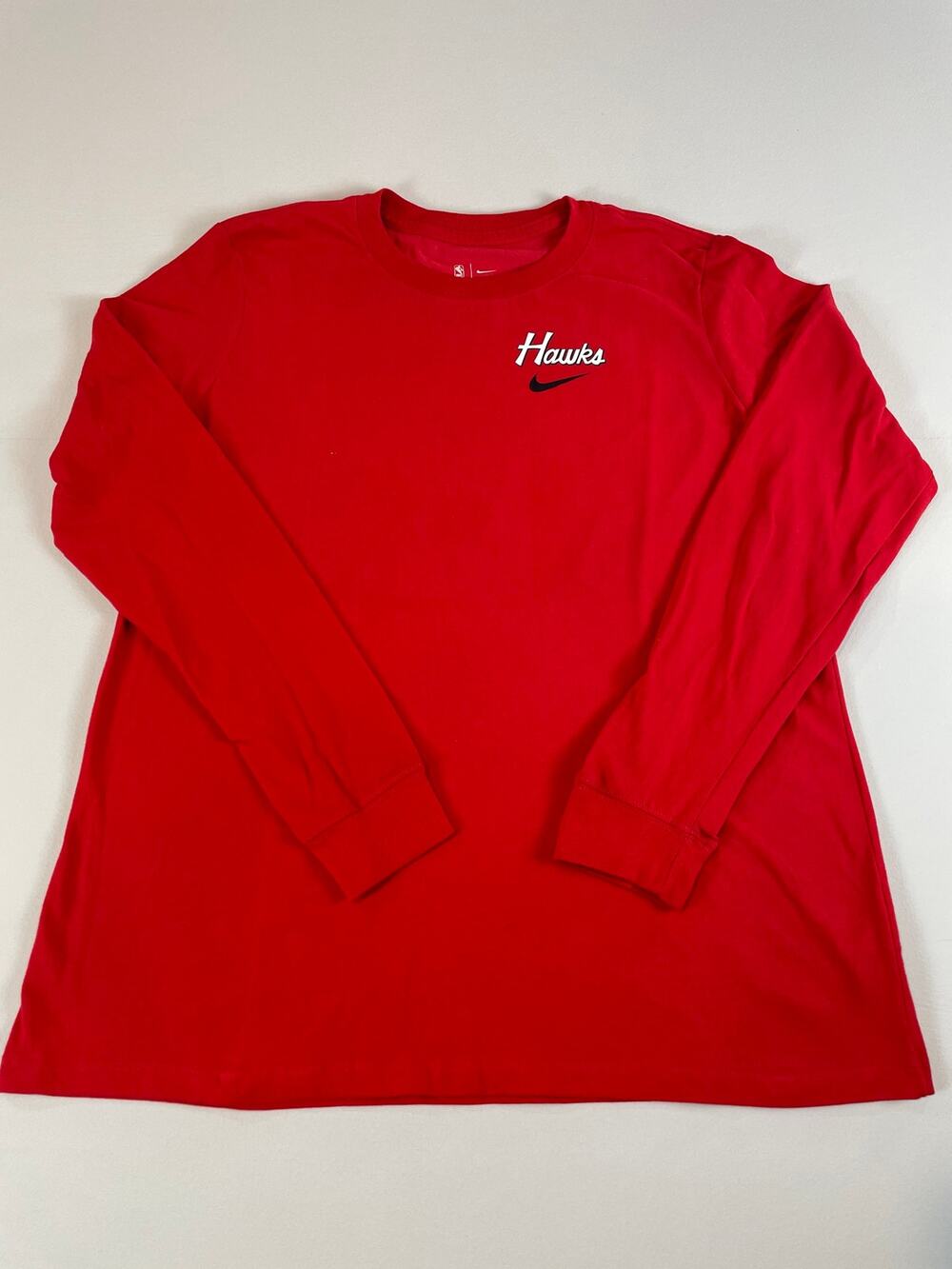 Nike Dri‑Fit Atlanta Hawks Tee Size L Red Long Sleeve Crew Neck Performance